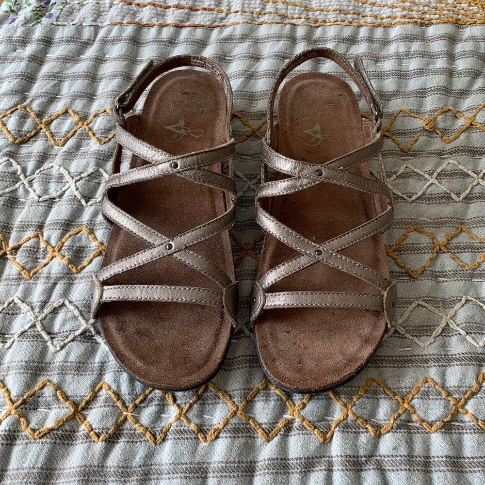 Dansko Women's Metallic Leather Jovie Sandals, Size 41